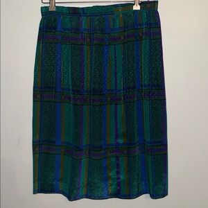 Vintage 70s 80s Linden Plaid Midi Skirt - Jewel Tone Teal & Purple - Size 12